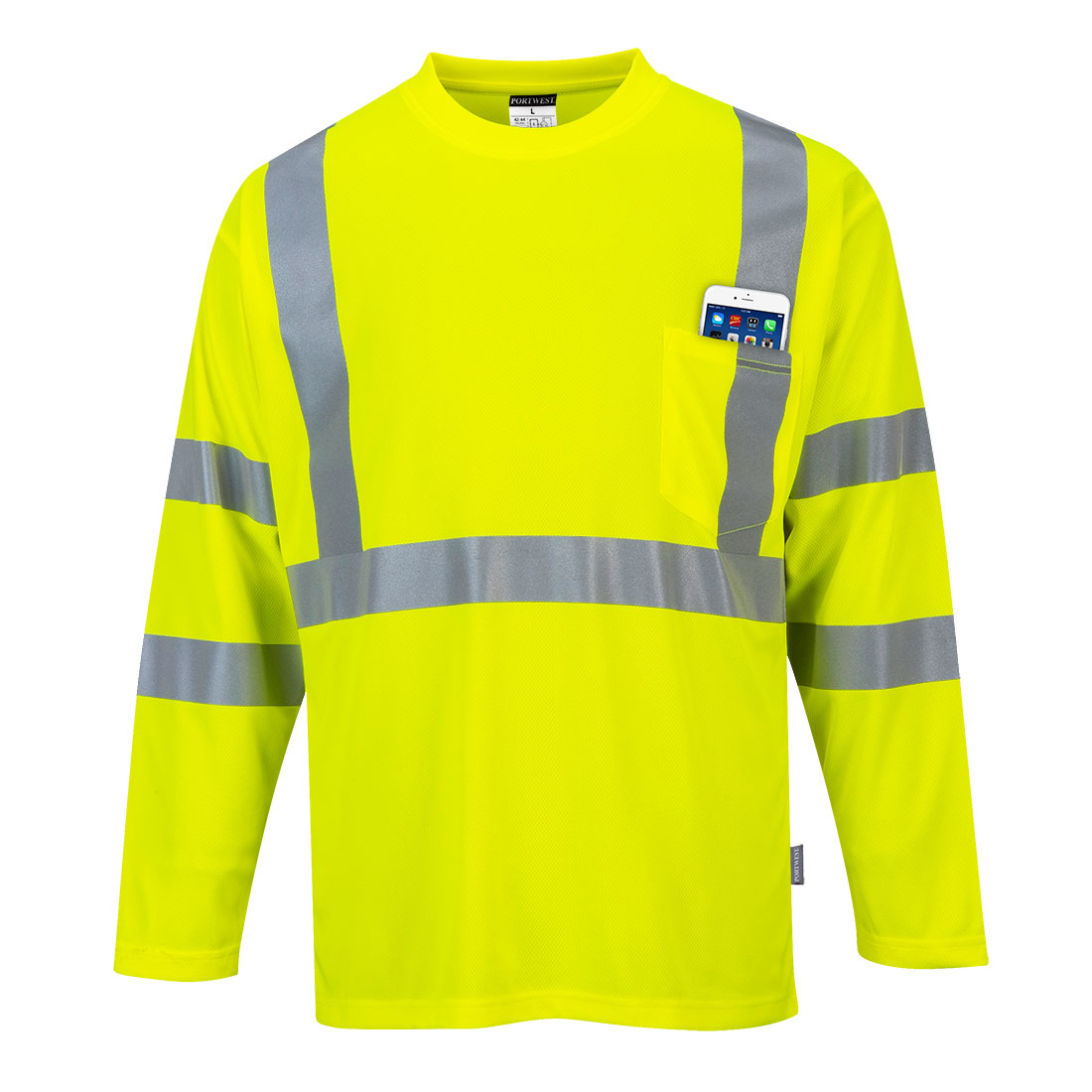 Yellow Hi Vis Long Sleeve Pocket T Shirt